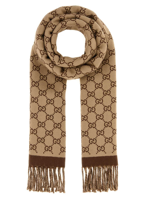 Gucci Moon Wool fabric scarf in beige
