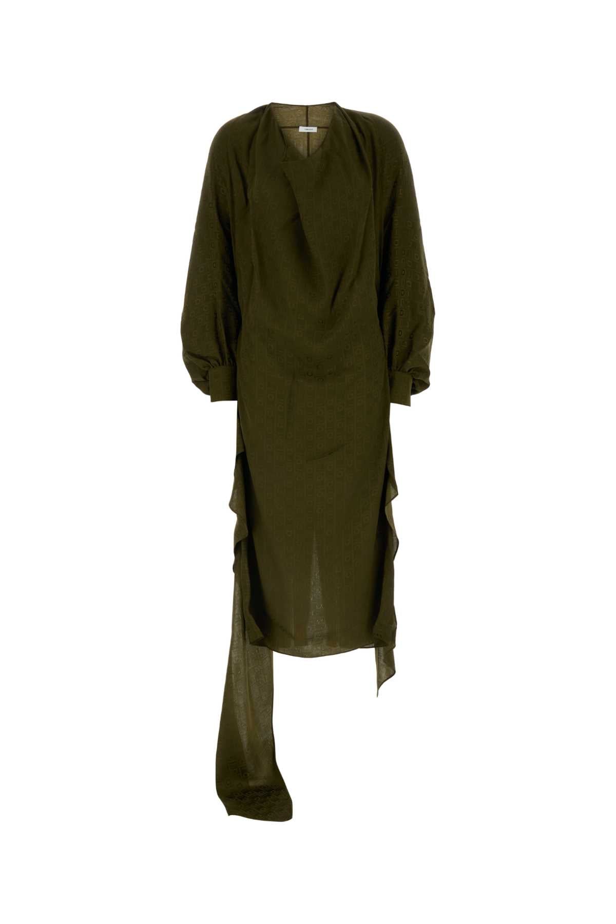 Olive Green Silk Dress Exterior: Abiti