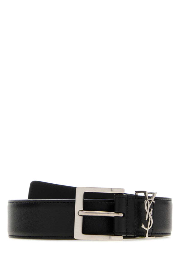 Saint Laurent Exterior: 100% Calf; Finishing: Silver metal belt in black