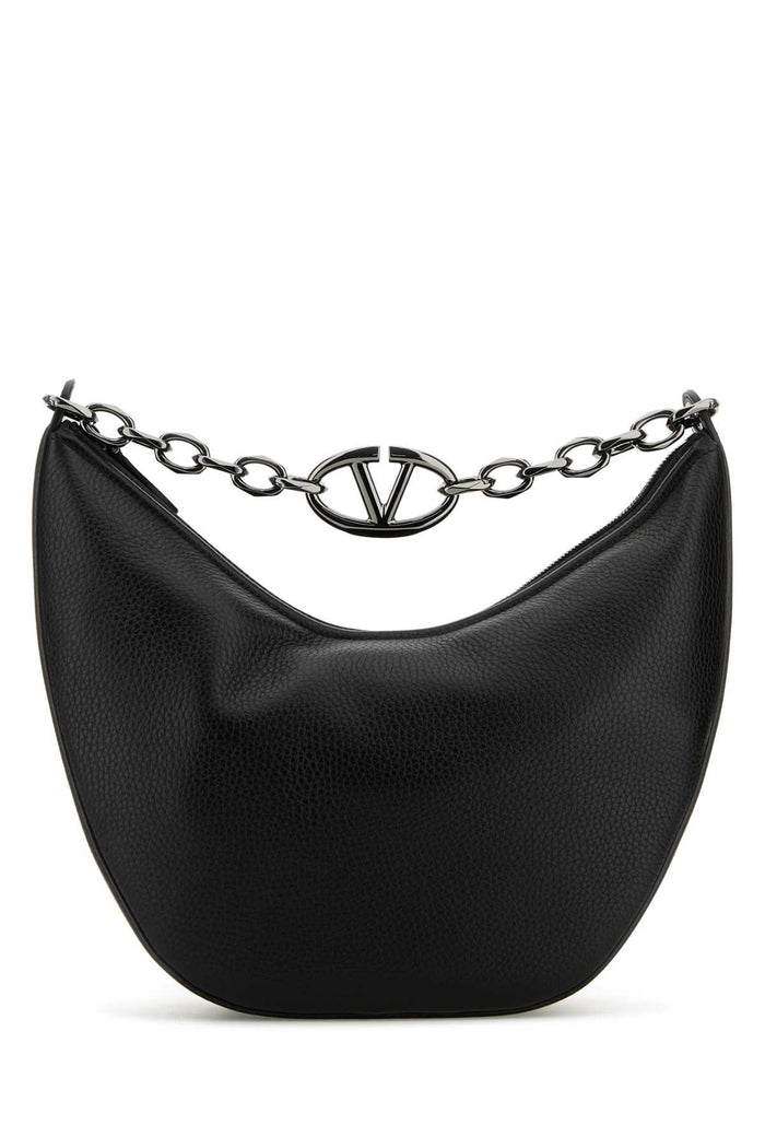 Black Leather Hobo Vlogo Moon Shoulder Bag Nero Borse A Mano
