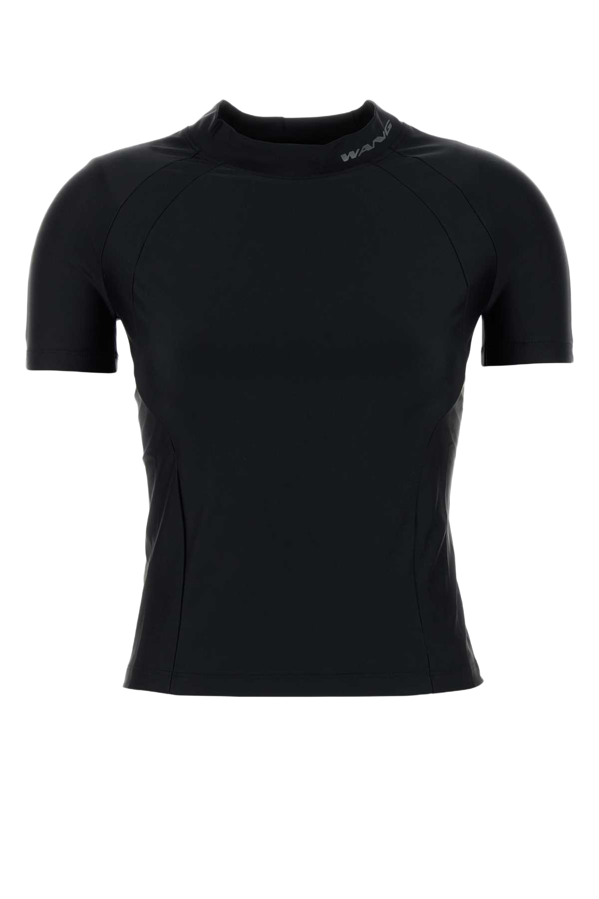 Black Stretch Nylon T-Shirt Exterior: Elastane