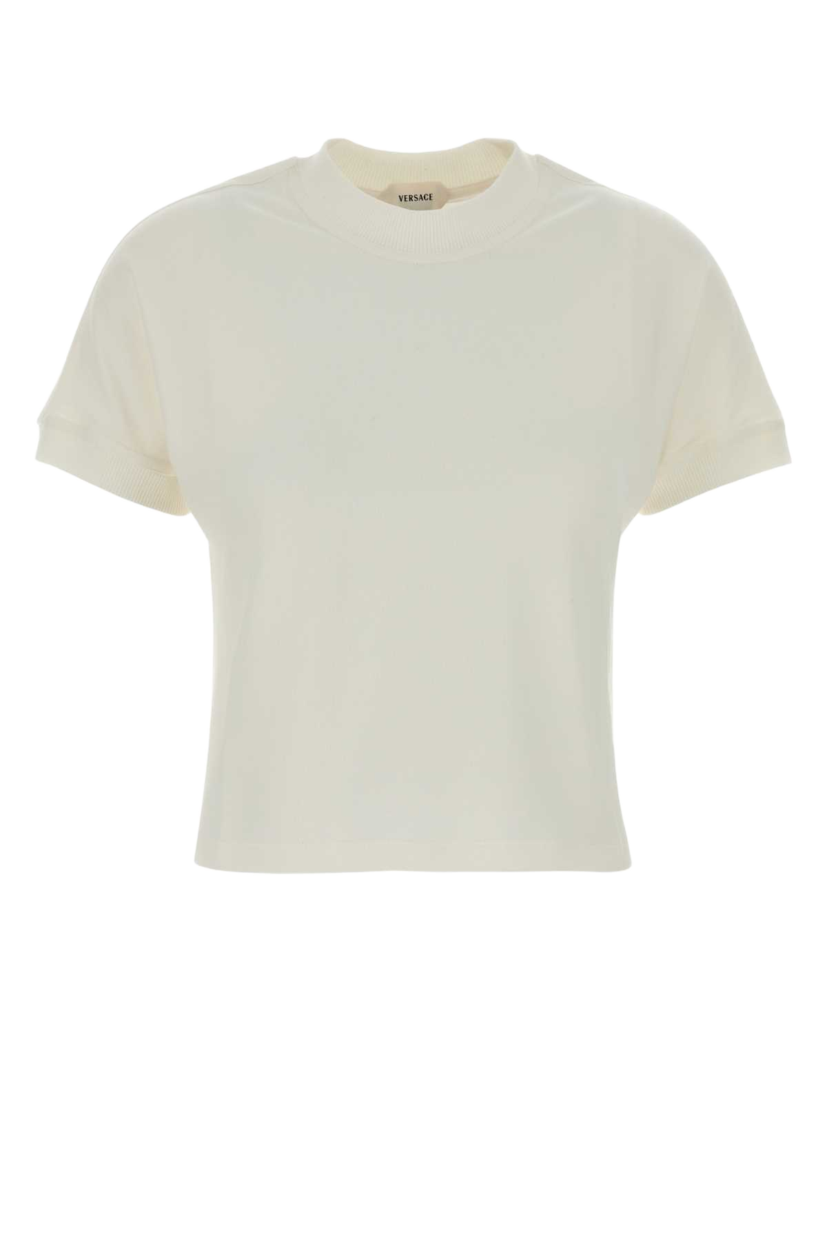 Ivory Stretch Cotton T-Shirt Opticalwhite Exterior: Elastane