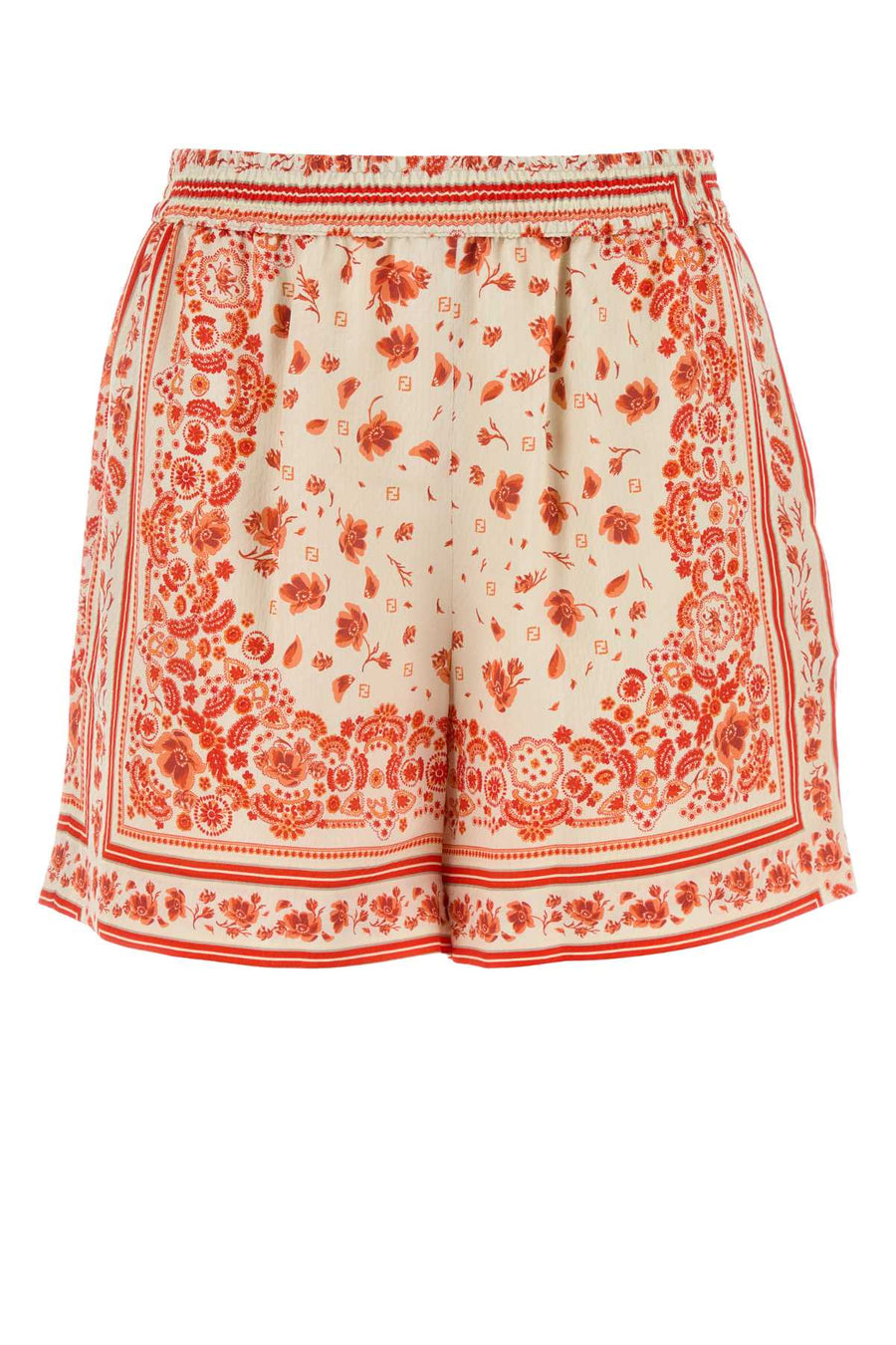 Fendi Patchwork 100% Silk bermuda shorts in red