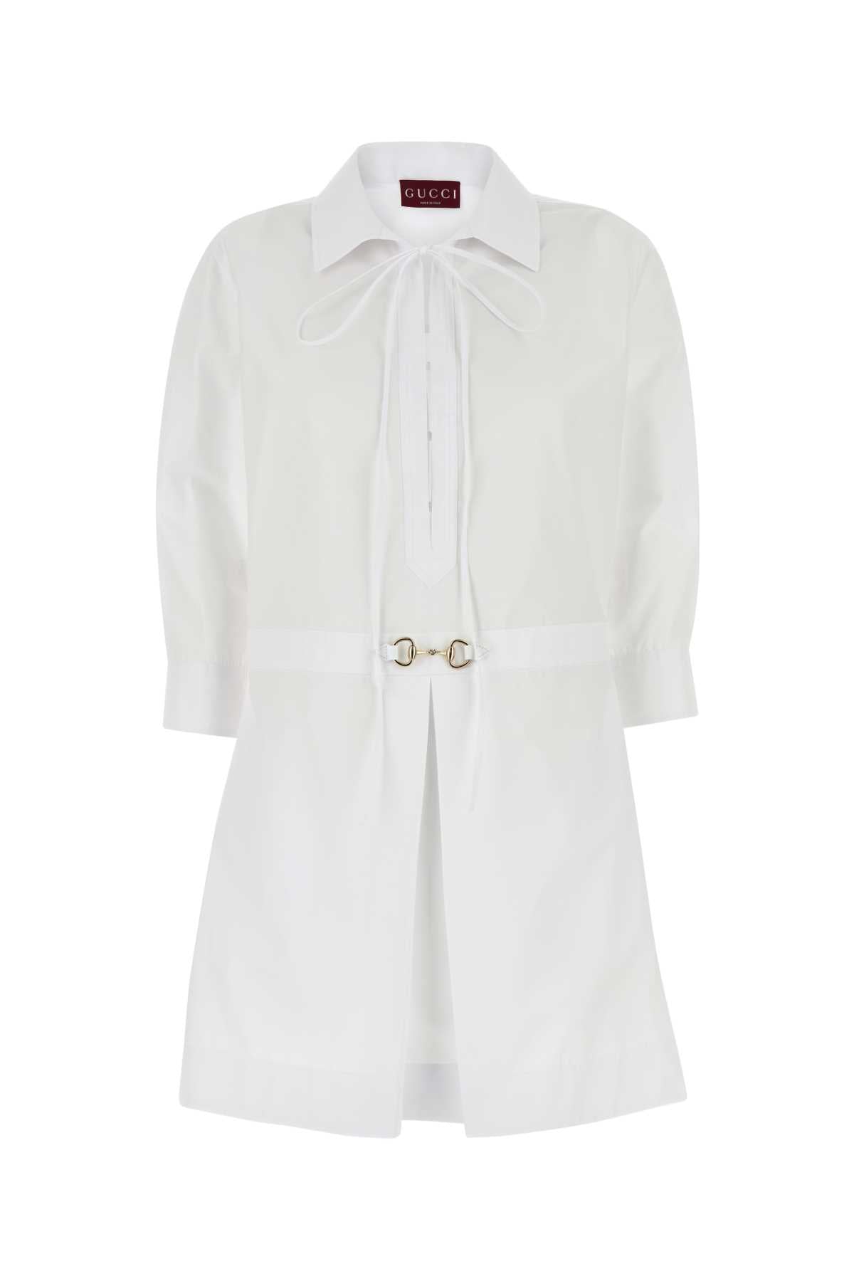 White Poplin Shirt Dress Exterior: Cotton Abiti