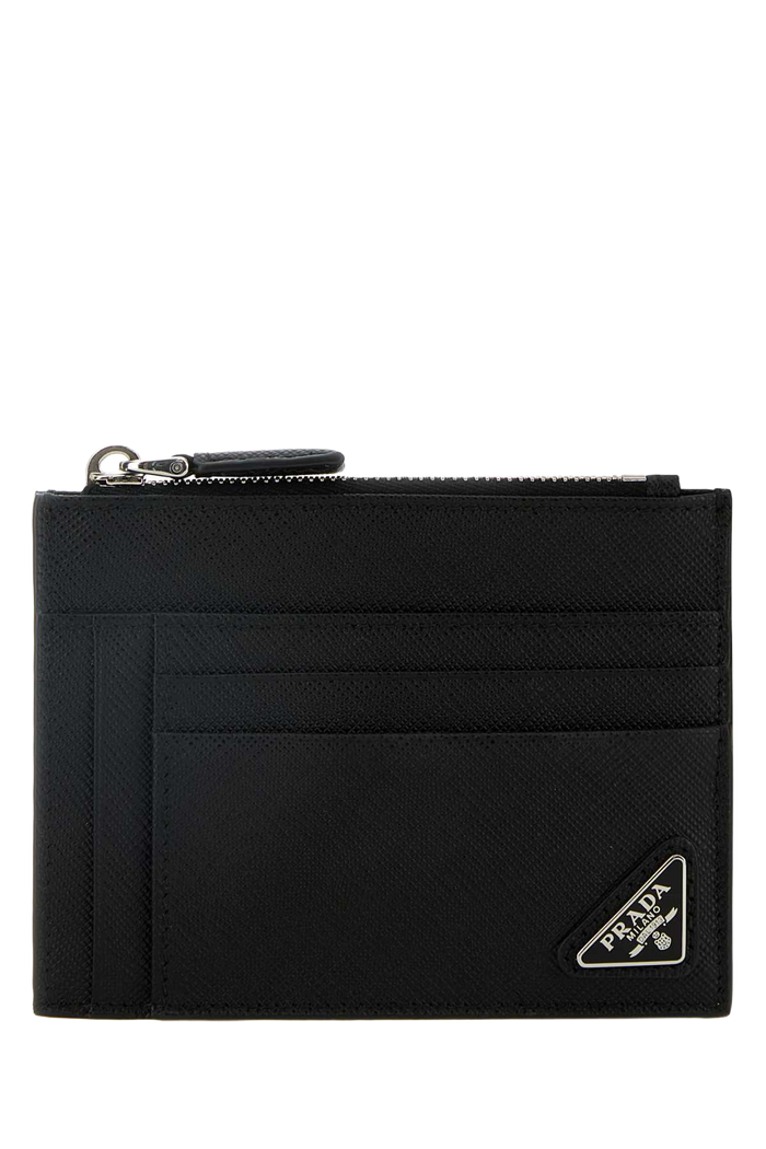 Black Leather Card Holder Nero Vitello Portafogli