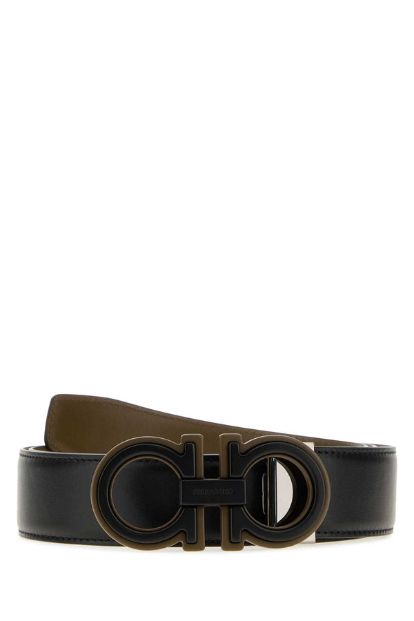 Black Leather Reversible Belt Nerosoyseed Exterior: Cinture
