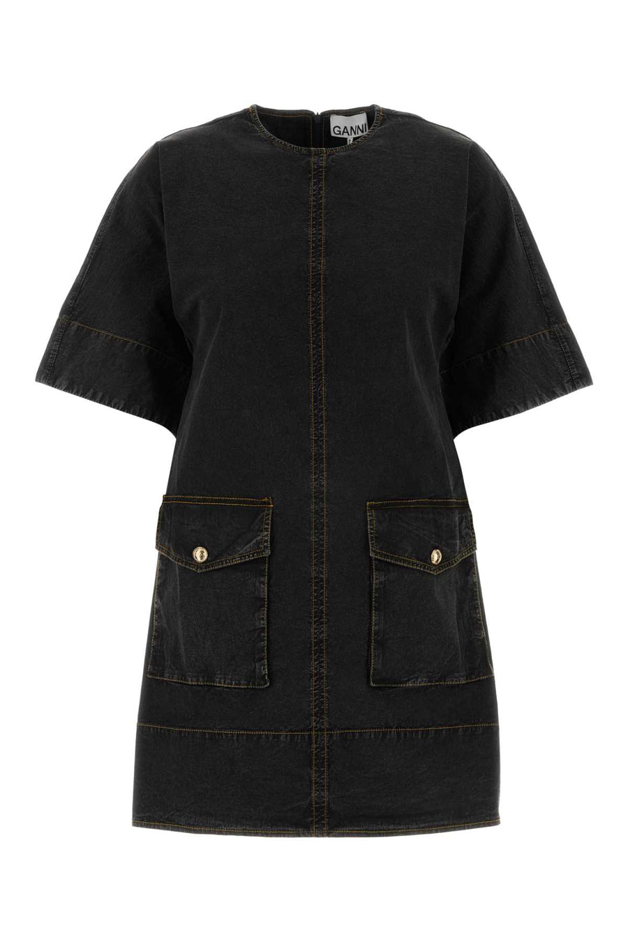 Ganni Stretch 97% Cotton 3% Elastane dress in black