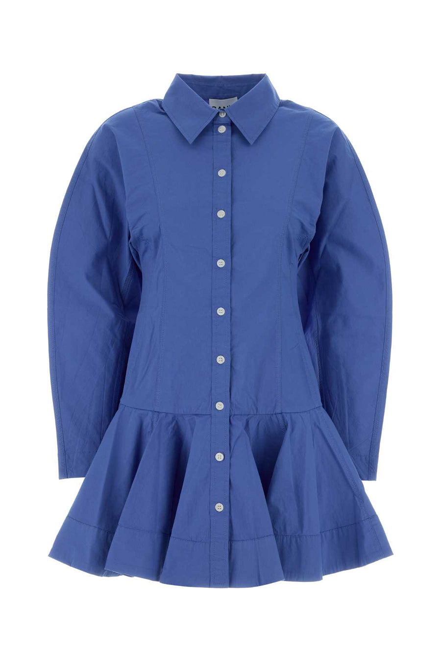 Ganni Cotton 97% Organic Cotton shirt dress in blue