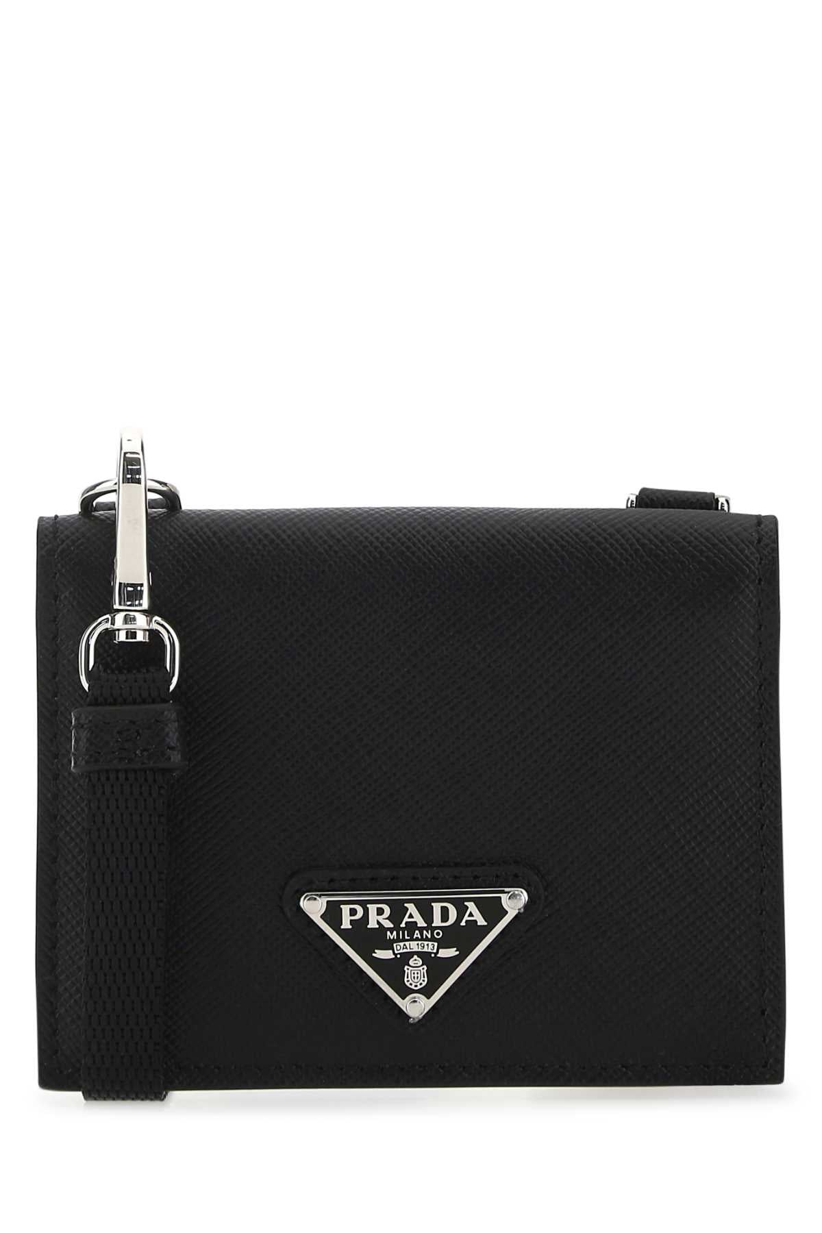 Black Leather Cardholder F0002 Vitello Portafogli