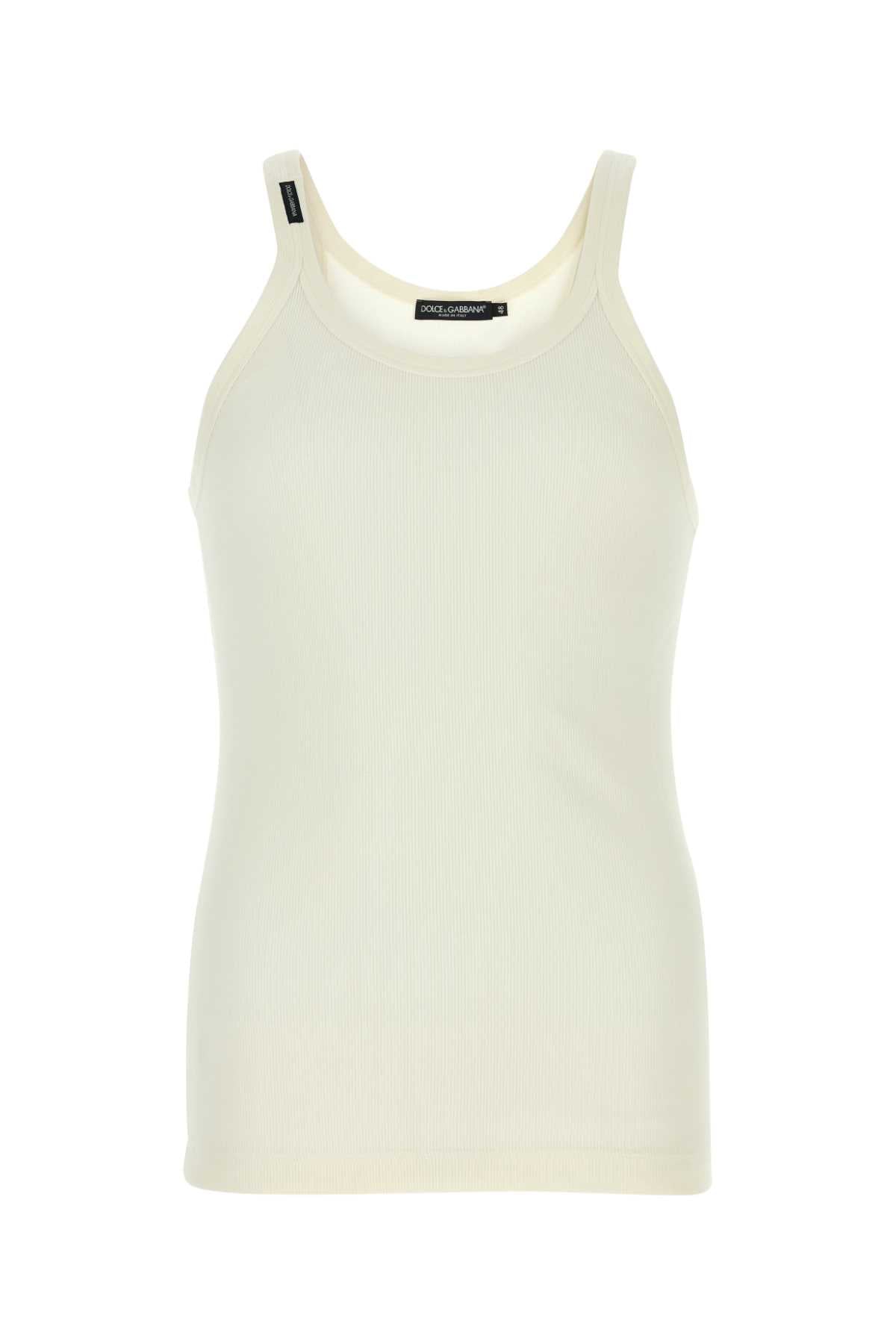 Dolce & Gabbana Ribbed Cotton Tank Top — White