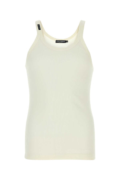 Dolce & Gabbana Ribbed Cotton Tank Top — White