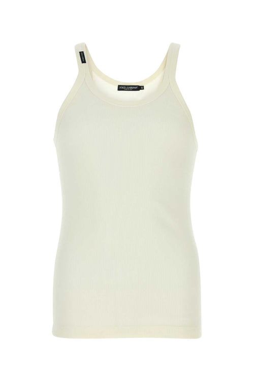 Dolce & Gabbana Ribbed Cotton Tank Top — White