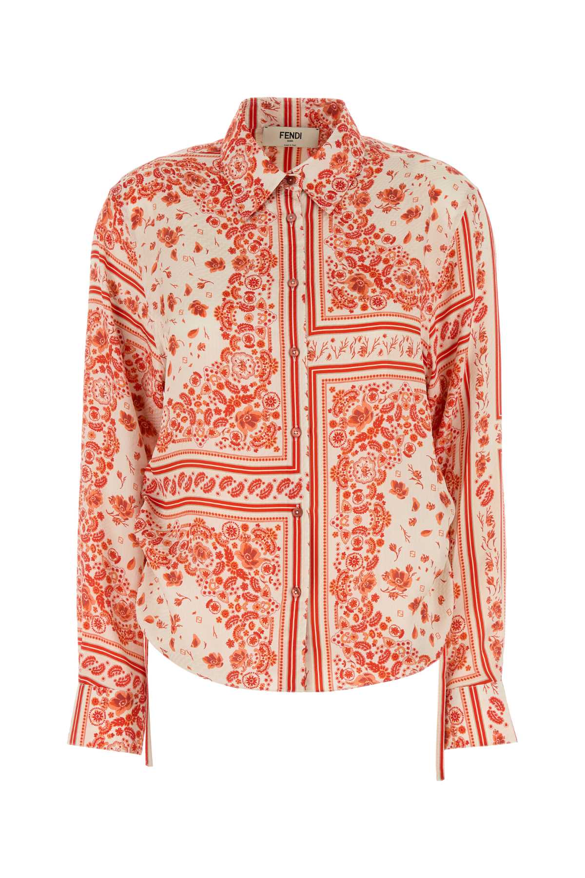 Printed Silk Shirt Coral Exterior: Camicie