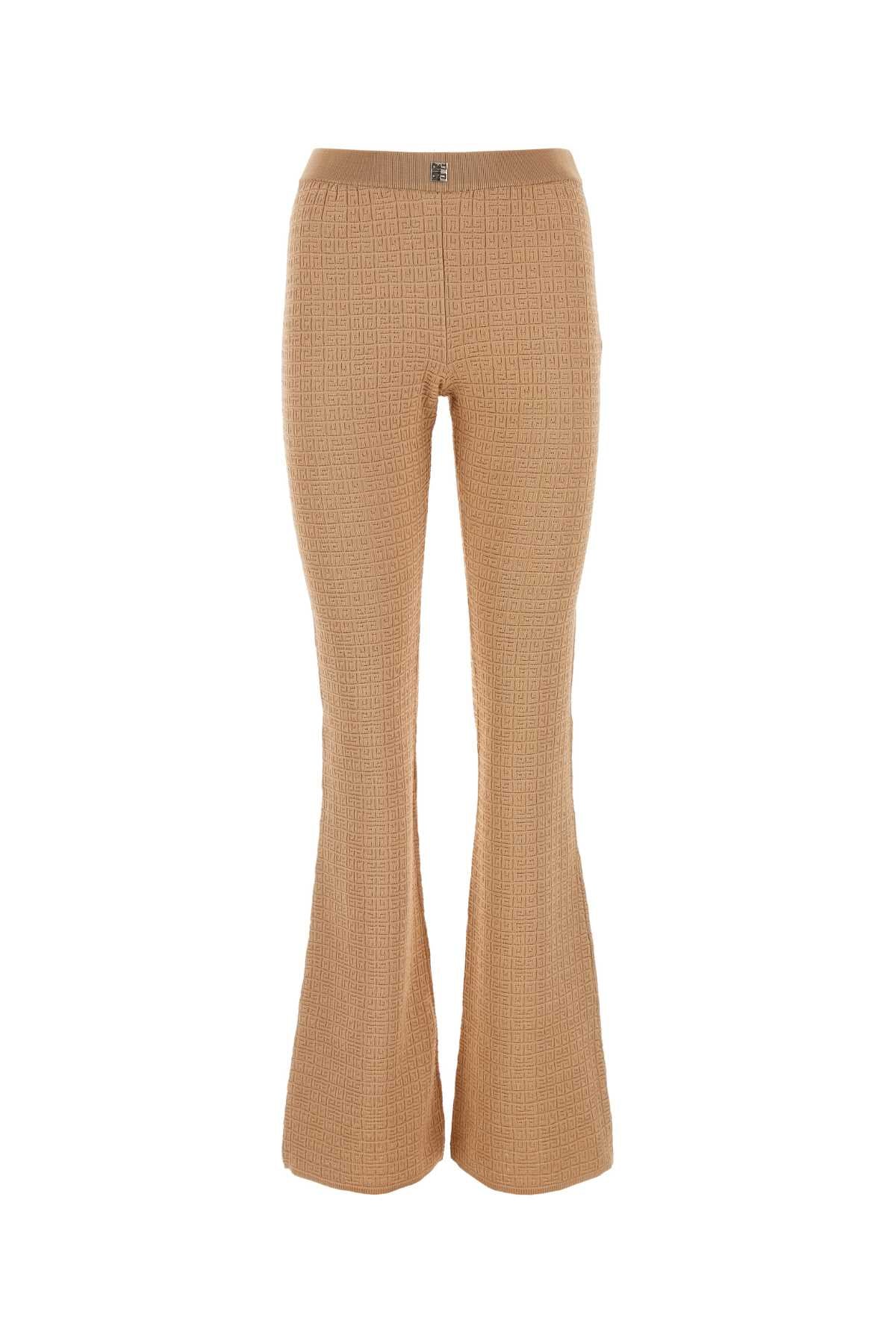 Skin Pink Jacquard Flared Leg Pant Tan Exterior: Viscose Pantaloni