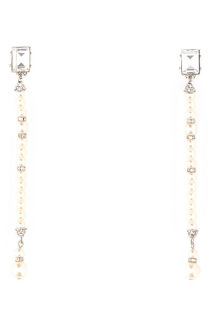 Embellished Metal Earrings Pearlsilver Orecchini