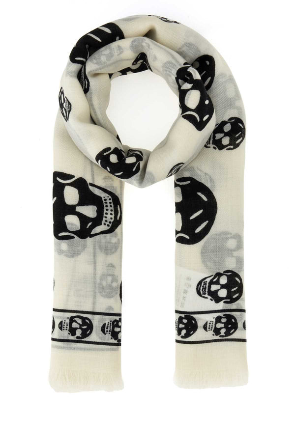 Alexander McQueen Skull 100% Silk scarf in ivory