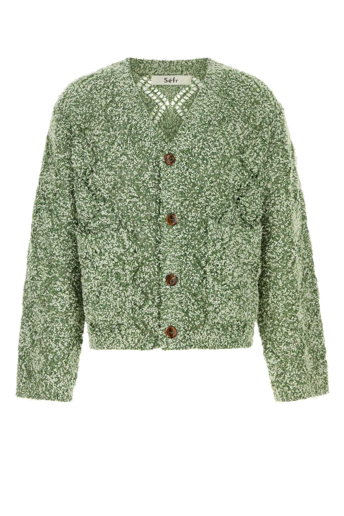 Melange Green Wool Blend Oversize Abain Cardigan Multi Maglieria