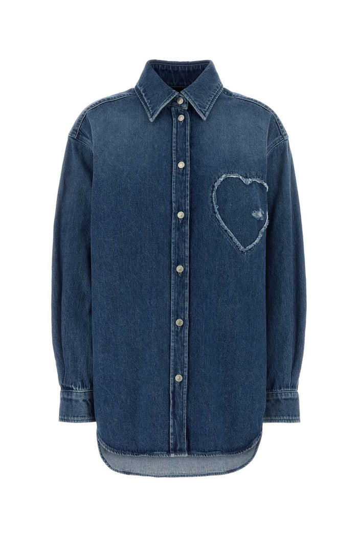 Denim Shirt Blu Exterior: Cotton Camicie