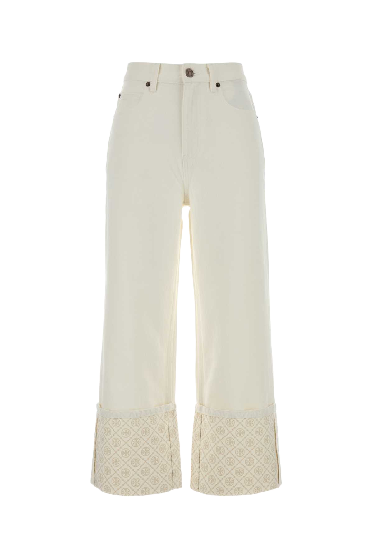 White Denim Jeans Bianco Cotton Exclusive Of Trim
