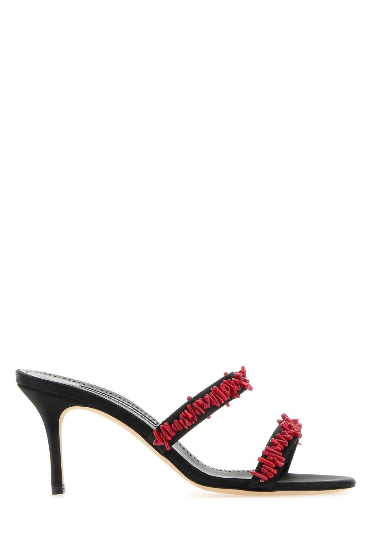 Black Satin Clorette Mules Blckyoth Sandali