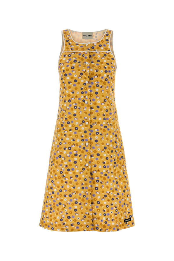 Miu Miu 100% Cotton exterior dress in yellow