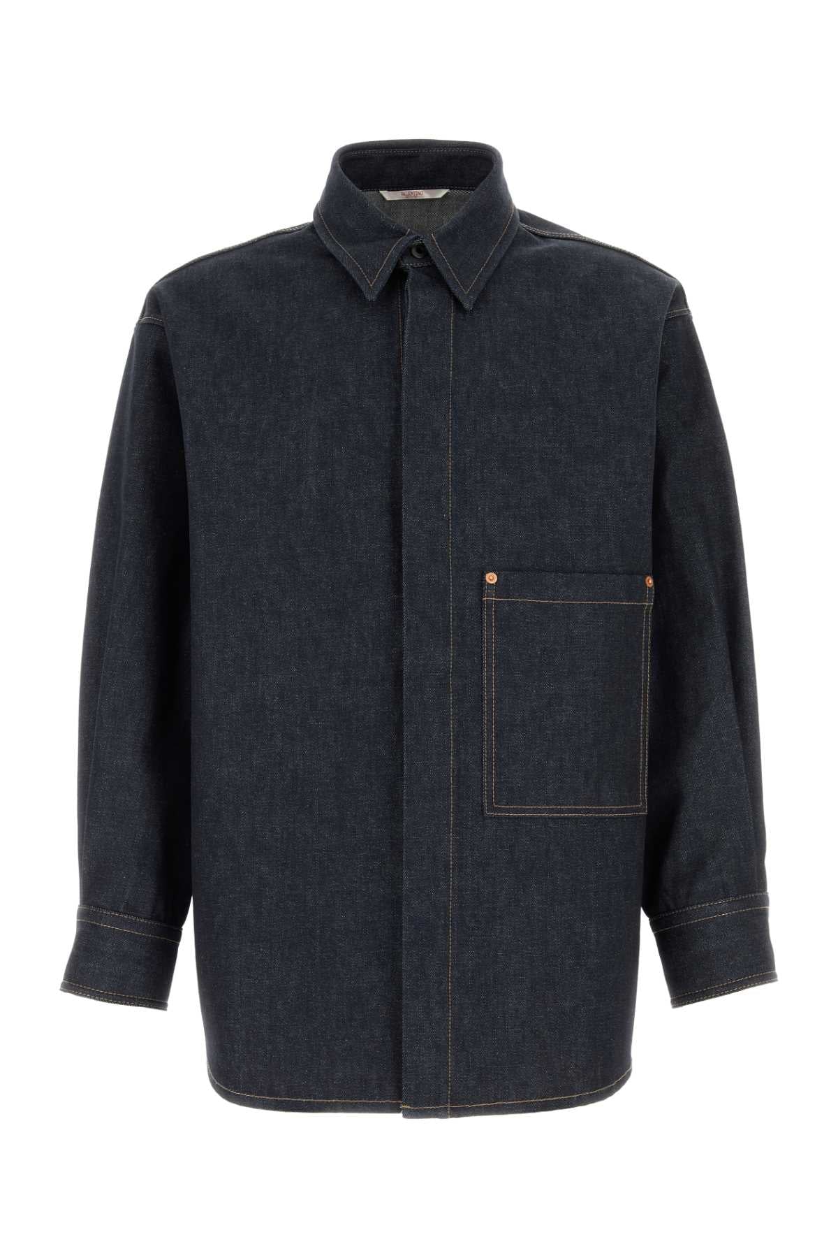 Dark Blue Denim Oversize Shirt Denimscuro Exterior: Cotton Camicie