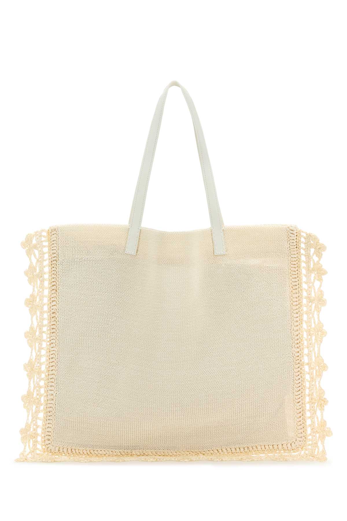 Ivory Crochet Shopping Bag Offwhite Exterior: Fabric Borse A Mano