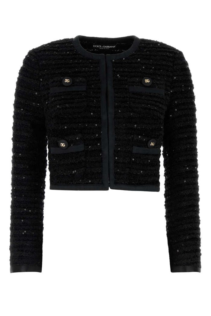 Black Tweed Blazer Nero Giacche E Gilet
