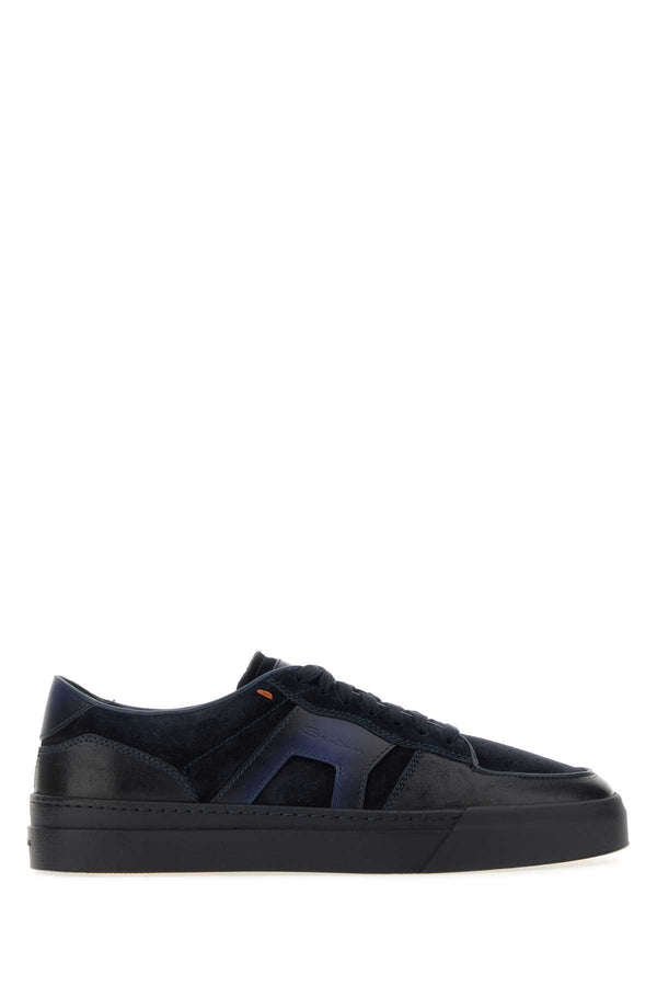 Santoni Exterior: 100% Leather sneaker in navy