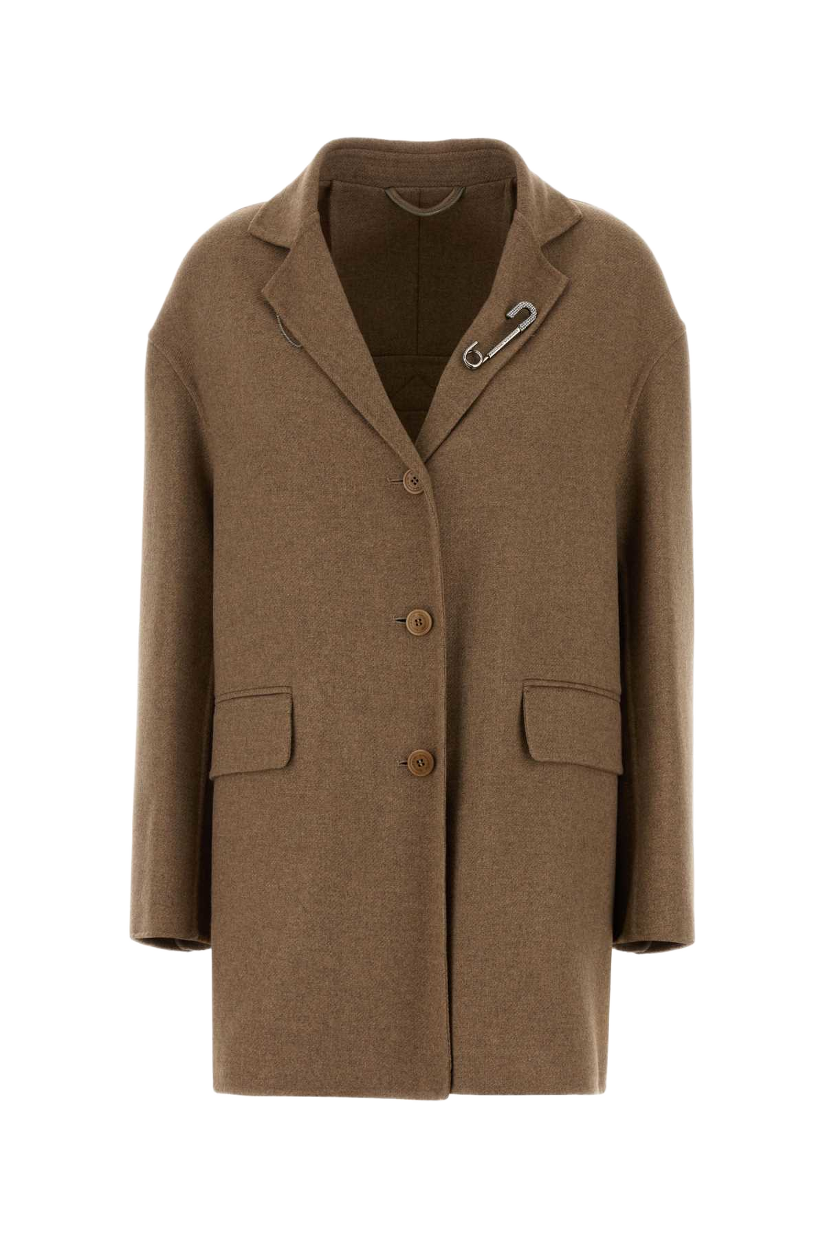 Camel Wool Blend Blazer Beige Exterior: Nylon Giacche E Gilet