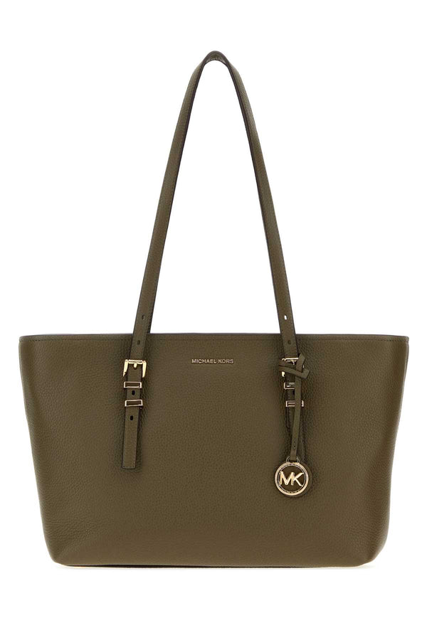 Michael By Michael Kors Tote Exterior: 100% Leather; Lining: 100% Fabric; Finishing: Golden metal shoulder bag in green