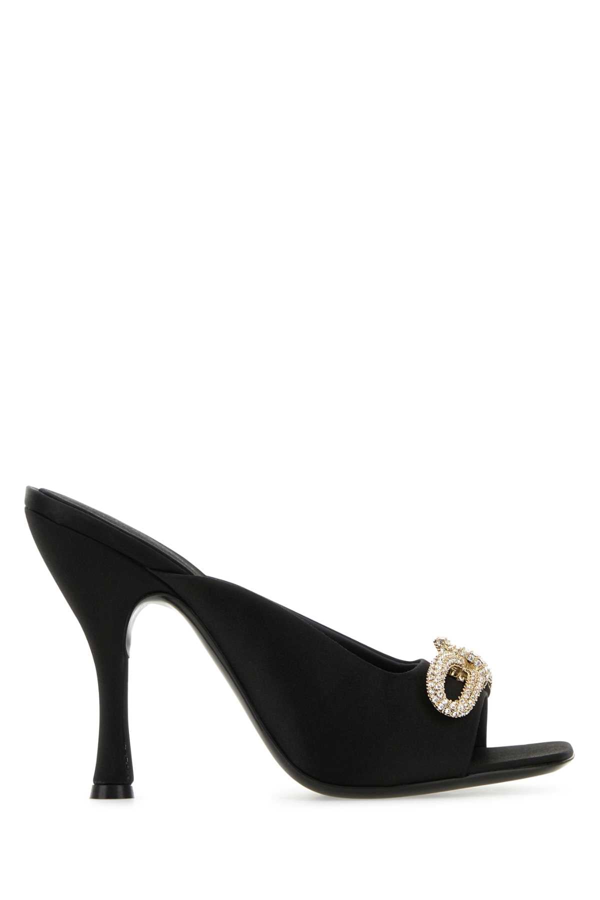 Black Satin Mules Nero Sandali