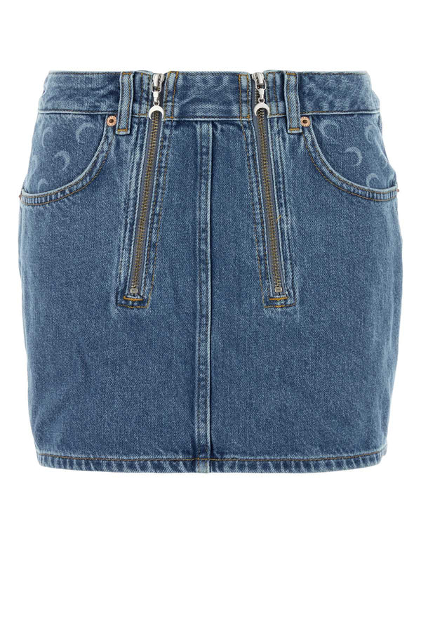Marine Serre Denim 100% Cotton skirt in blue