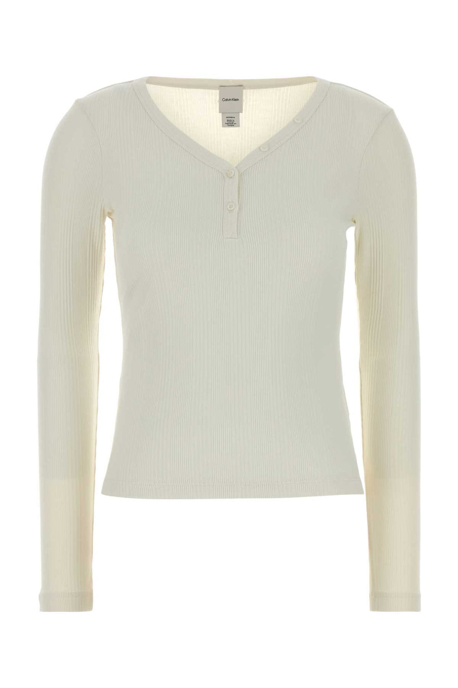 Calvin Klein Varigated 95% Cotton henley in white
