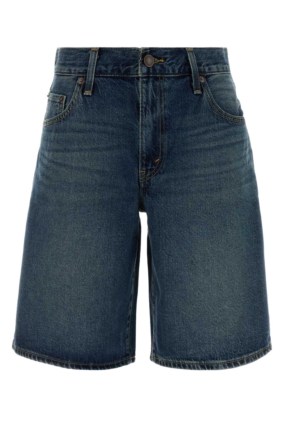 Denim Bermuda Shorts Blue Exterior: Cotton