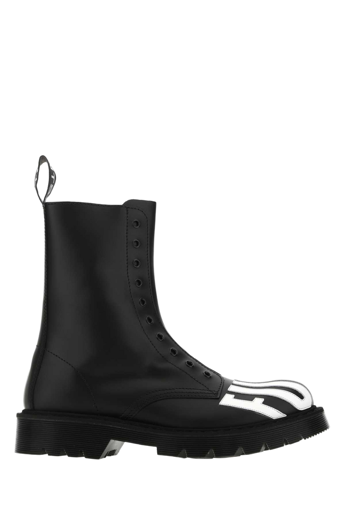 Black Leather Ankle Boots Stivali