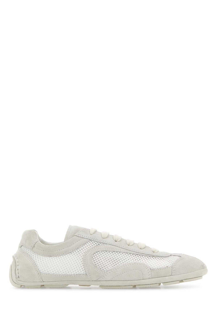 White Suede And Mesh Montecarlo Sneakers Bianco