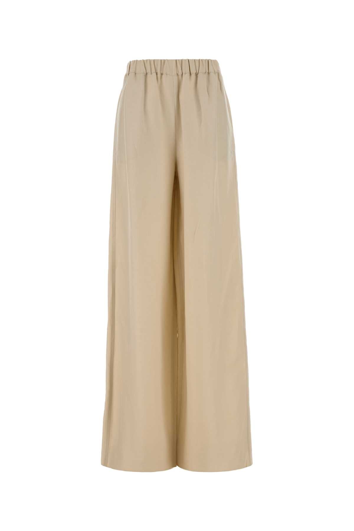 Sand Linen Blend Wide-Leg Moro Pant Beige Exterior: Silk Pantaloni
