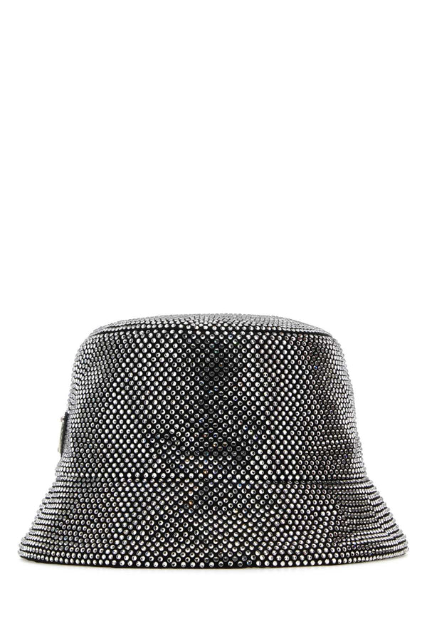 Prada BEAUTY Exterior: 72% Viscose 28% Silk; Lining: 100% Cotton bucket hat in silver