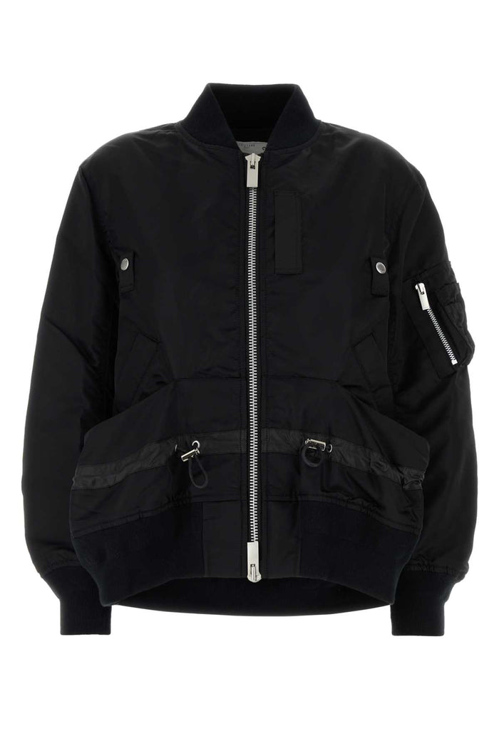 Black Nylon Bomber Jacket Giubbini