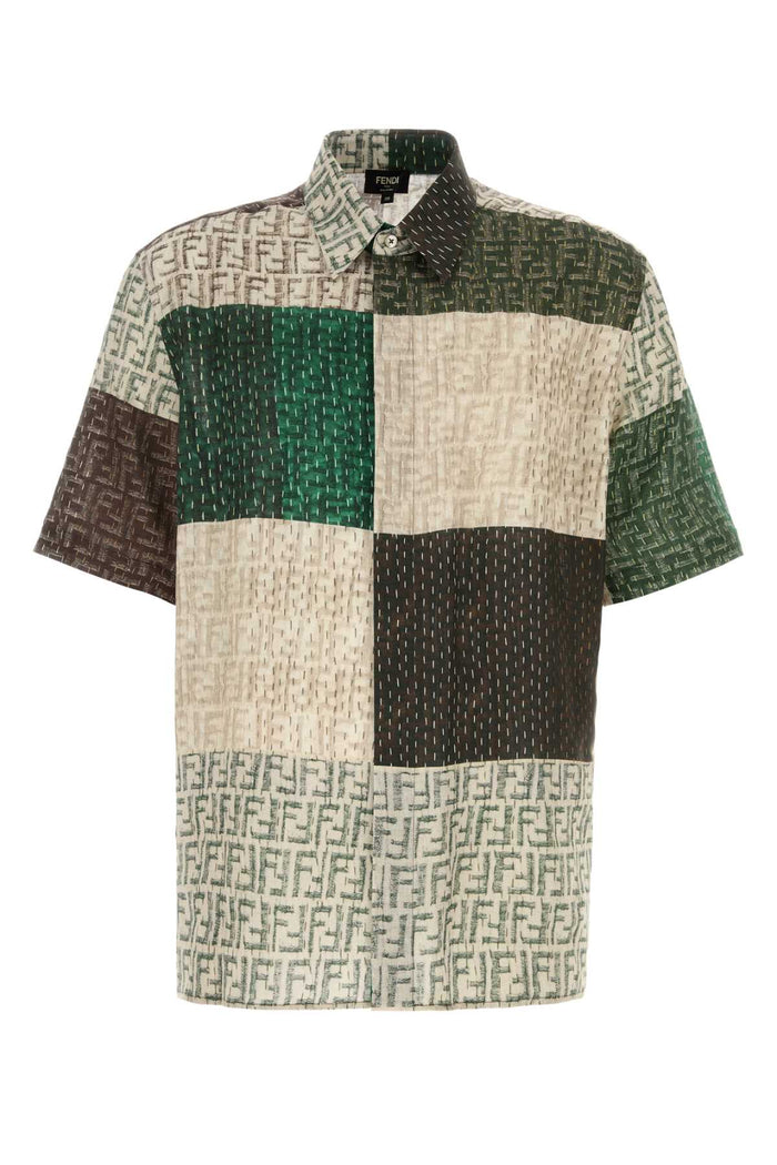 Multicolor Linen Shirt Pecan+jungle Exterior: Camicie