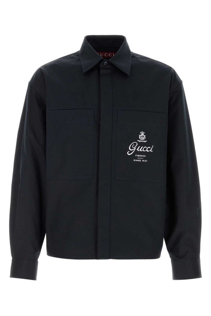 Navy Blue Cotton Shirt Ink Exterior: Camicie