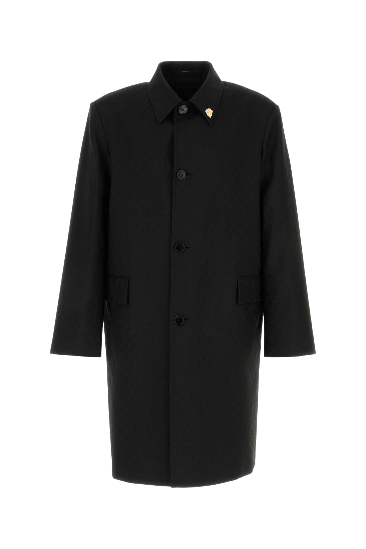 Black Polyester Blend Coat Mix Cappotti