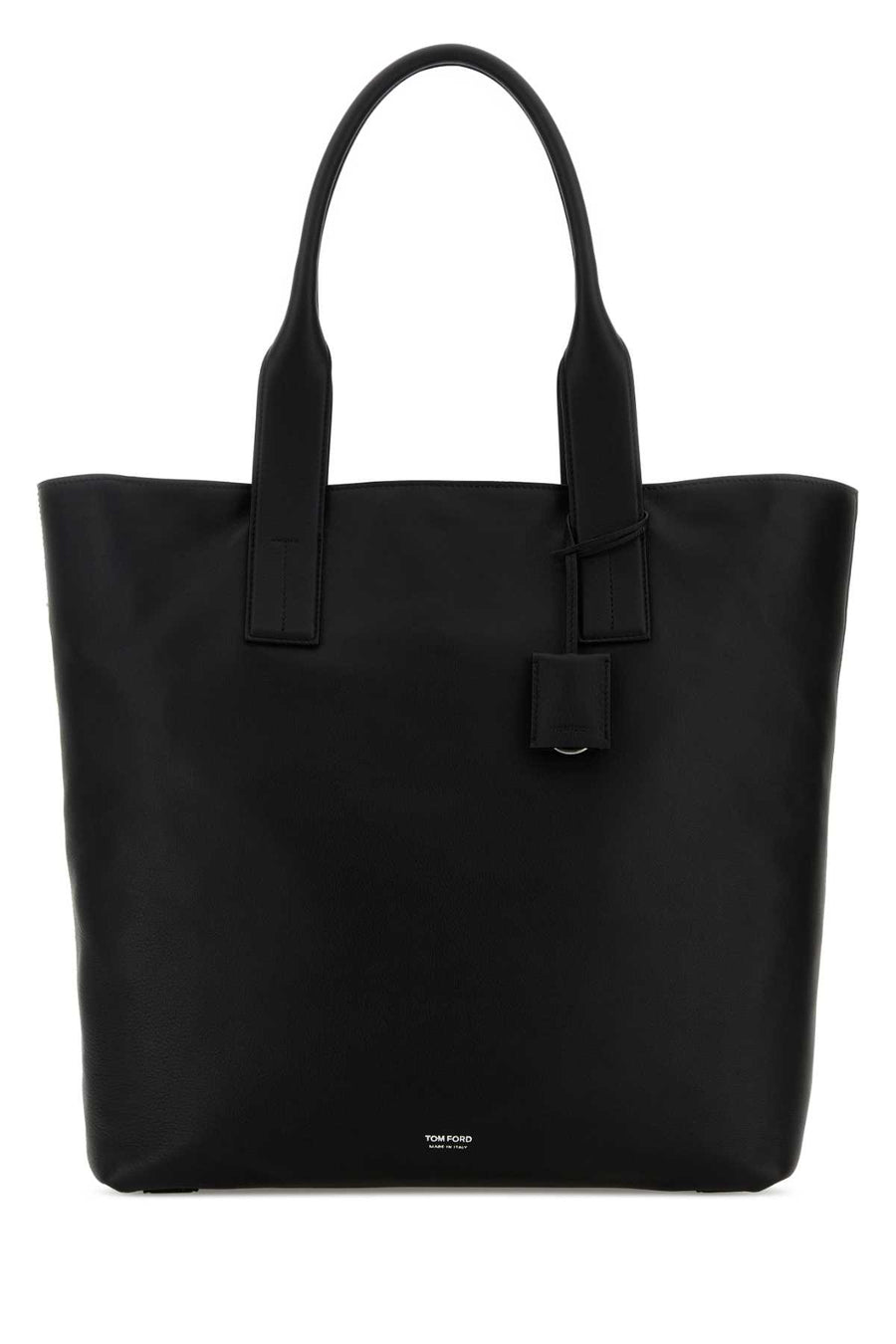Tom Ford Leather Exterior: 100% Calf; Lining: 100% Fabric; Finishing: Silver metal tote bag in black