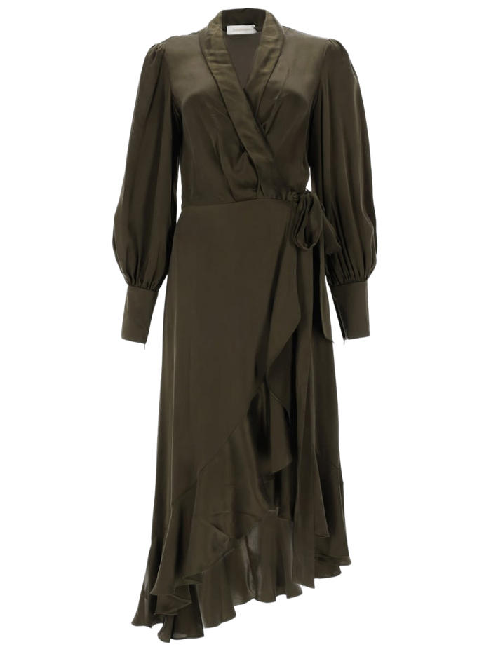 Abito Midi In Seta Green Silk Dress