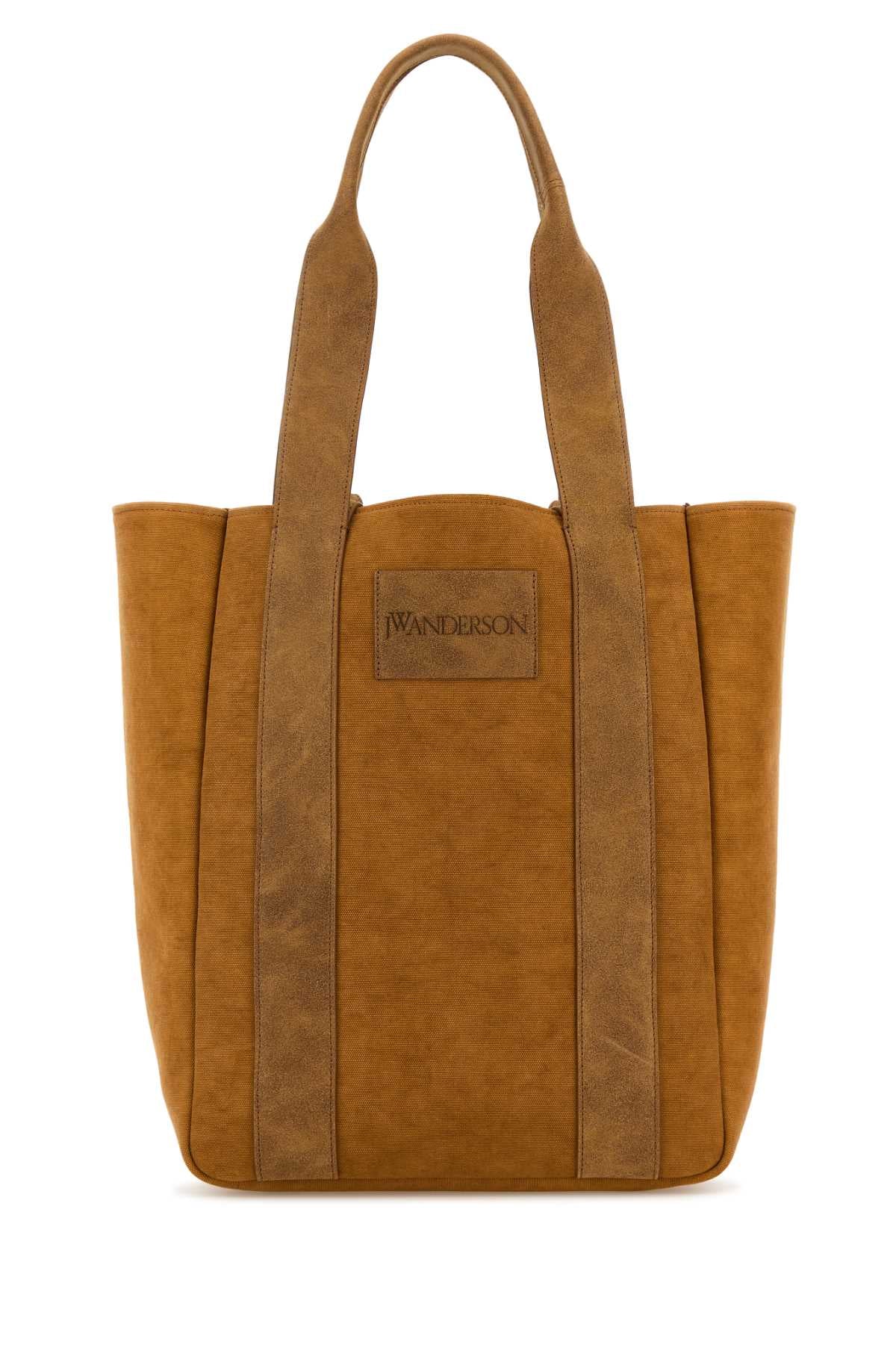 Camel Canvas Workwear Shopping Bag Caramel Exterior: Fabric Leather Borse A Mano