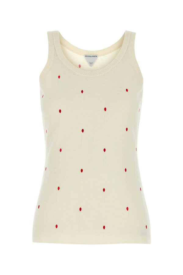 Bottega Veneta Fiammifferi 83% Cotton tank top in beige