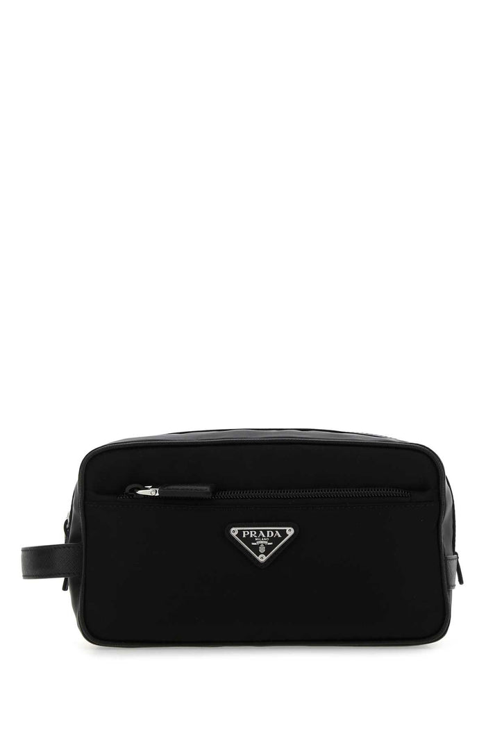 Black Re-Nylon Beauty Case Nero Poliammidericiclata-vitello