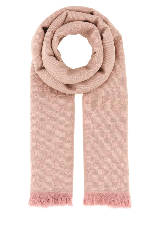 Embroidered Wool Scarf Roseatepink Fabric Sciarpe E Foulard