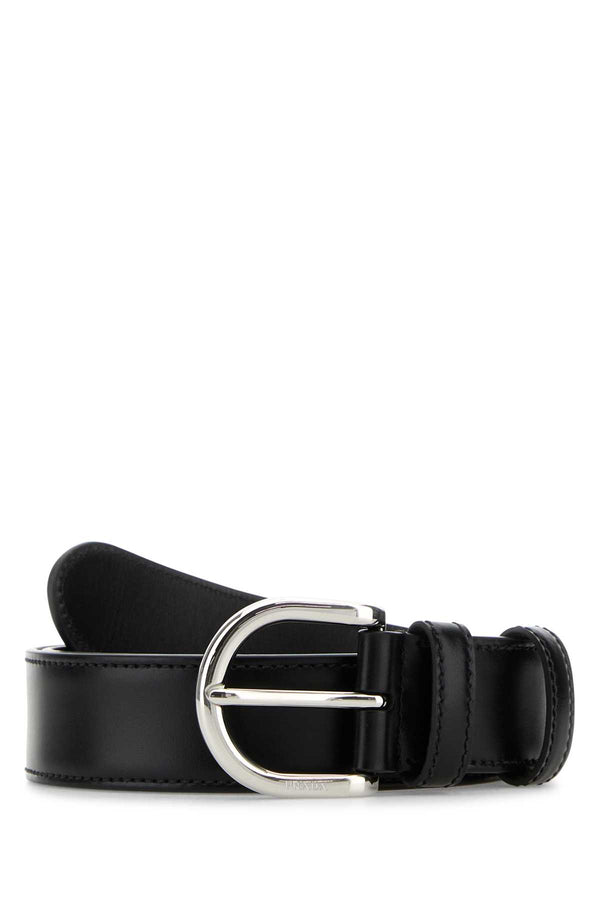 Prada Exterior: 100% Calf Finishing: Silver metal belt in black